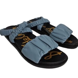 Sam Edelman Velma Blue Ruched Strap Leather Sandal Size 7.5